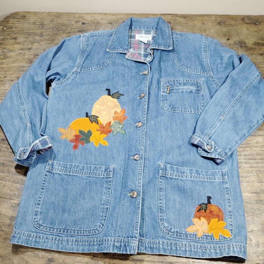 Vintage Cabin Creek Women's Sz Medium Jacket Denim Fall Button Up Y2K Pockets